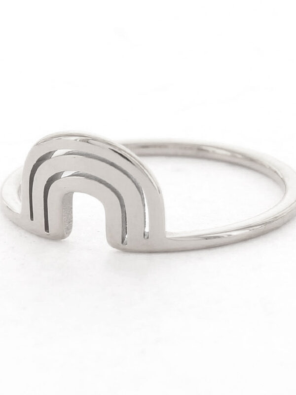 Roestvrijstalen ring rainbow zilver.