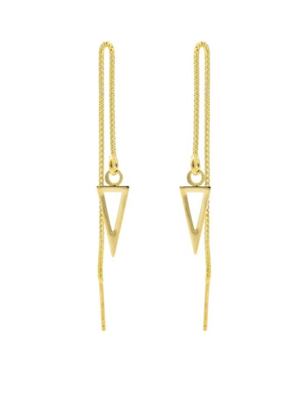 pull through oorbel open triangle goud sterling zilver