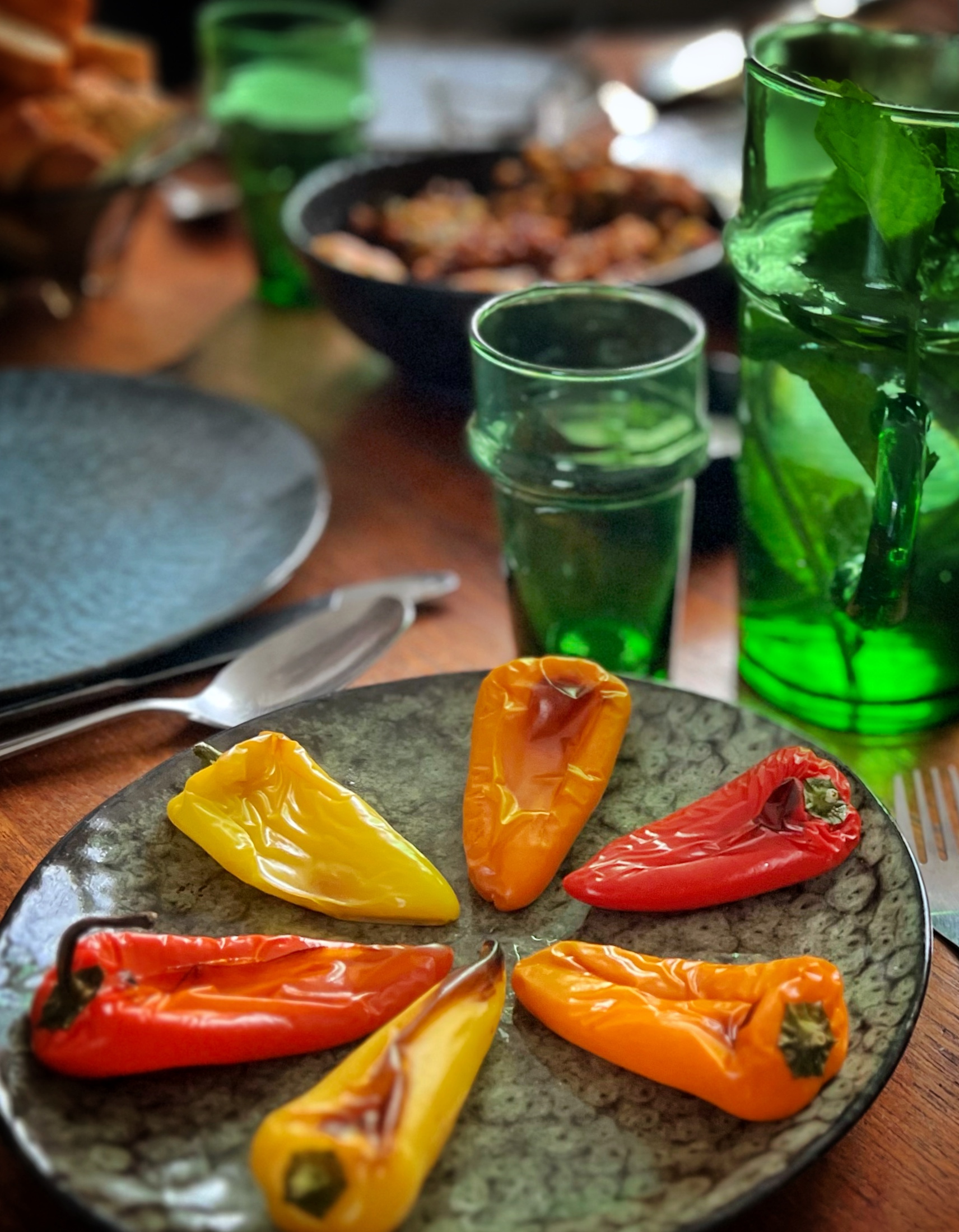 Bord gegrilde paprika Stoltz lunnchborden reactief glazuur