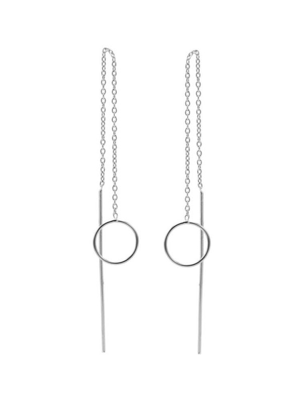 pull through oorbel open cirkel zilver