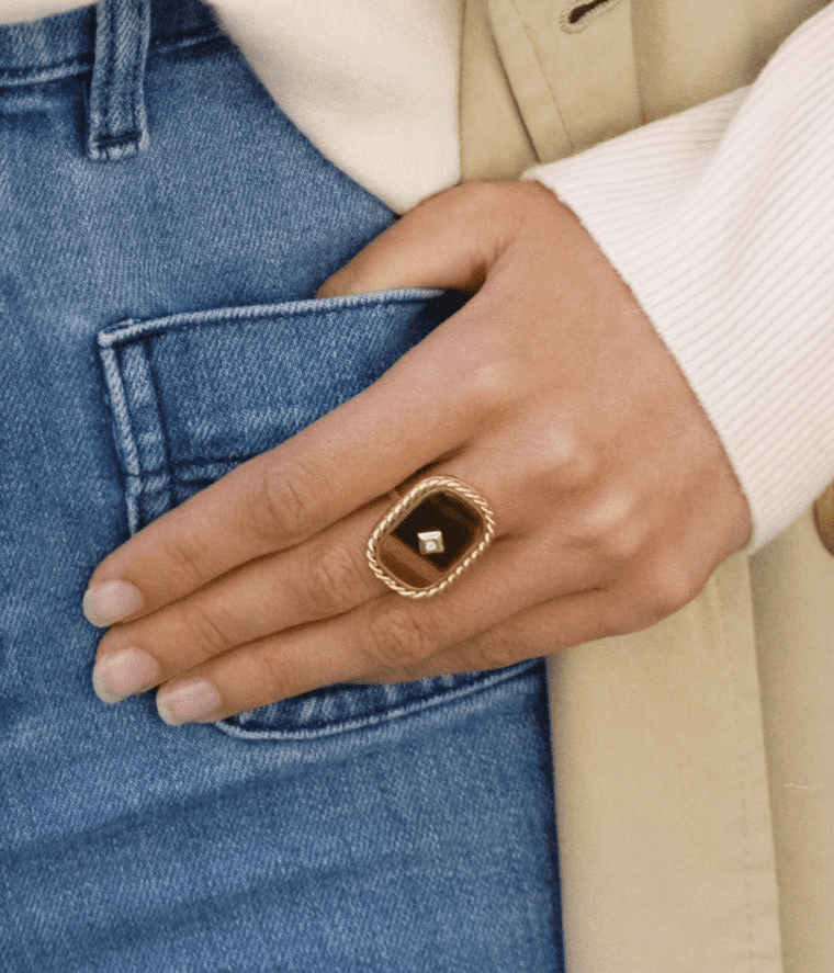 Ring Elijah ring elijah tijgeroog zikronia roestvrijstaal, ring zag