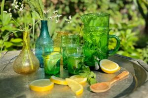 waterkan beldiglas citroen munt water met een smaakje