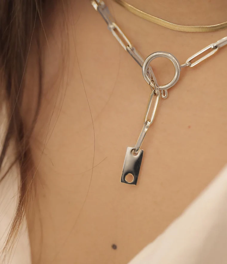 zag ketting ando aan zag ketting ando roestvrijstaal zilver